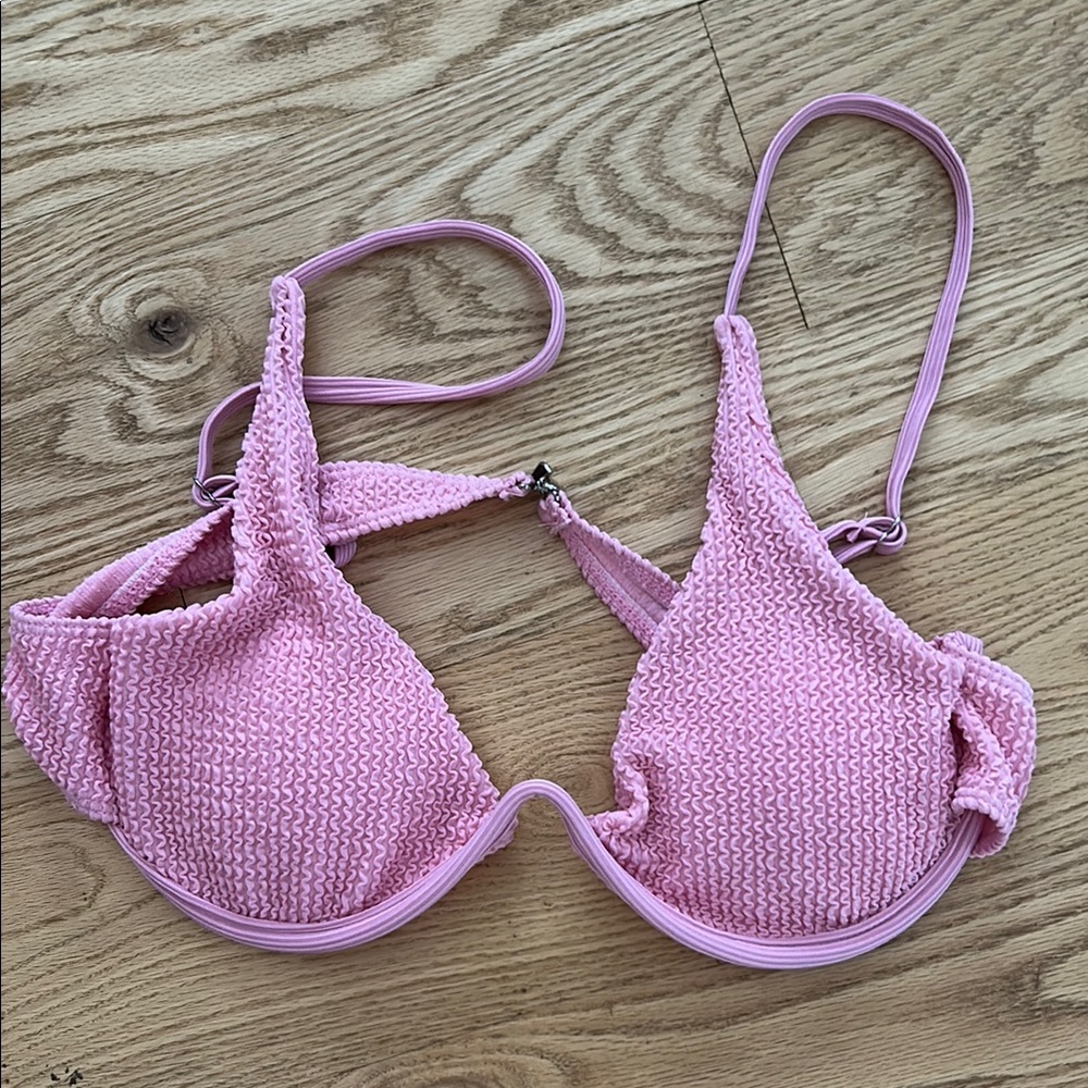 SHEIN Pink Textured Bikini Top- WORN ONCE